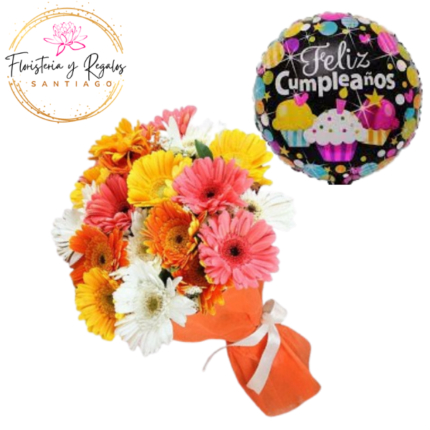 RAMO DE 10 GERBERAS + GLOBO