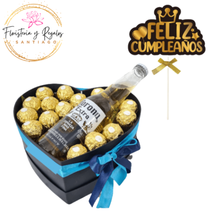 CAJA 16 BOMBONES  Y CERVEZA + TOPPER