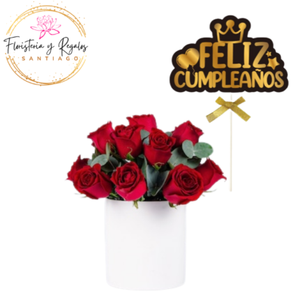 BOX DE 12 ROSAS + TOPPER