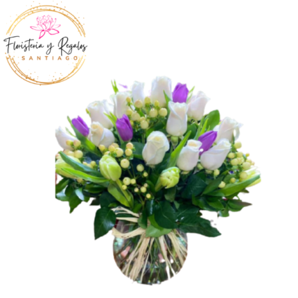PECERA 10 ROSAS 10 TULIPANES Y FOLLAJE