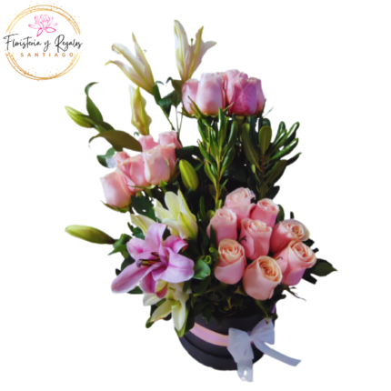 ARREGLO 3 BOUQUET ROSAS Y LILIUM