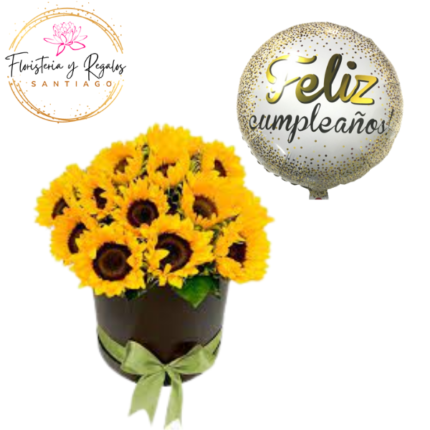 BOX DE 20 GIRASOLES + GLOBO