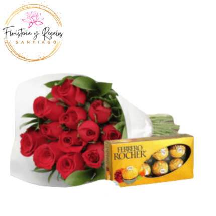RAMO DE 12 ROSAS + FERRERO ROCHER 100GRS