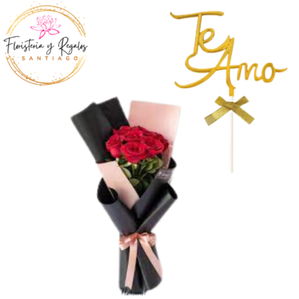 RAMO DE 10 ROSAS + TOPPER