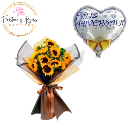 RAMO DE 12 GIRASOLES + GLOBO