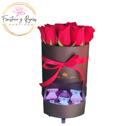 CAJA BOMBONERA 10 ROSAS Y BOMBONES