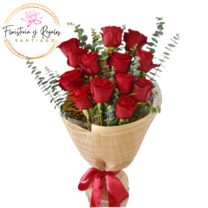 RAMO DE 14 ROSAS Y EUCALIPTO